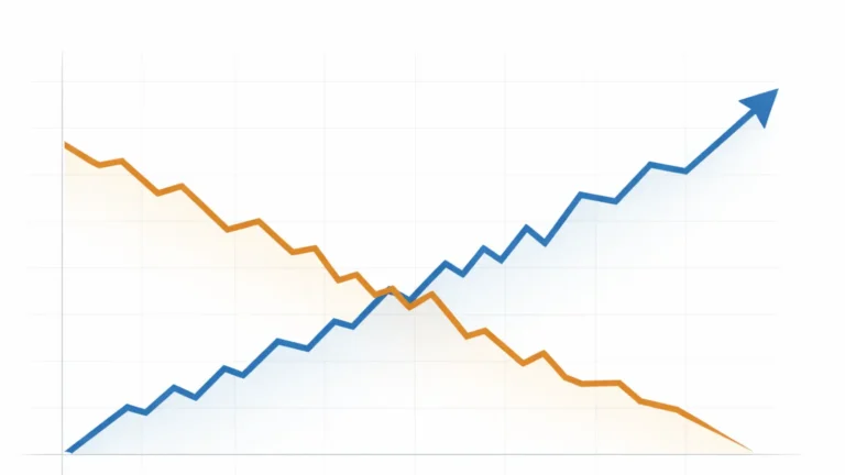 Line chart showing impressions increasing while click-through rate declines, illustrating CTR decoupling in Google AI Overviews